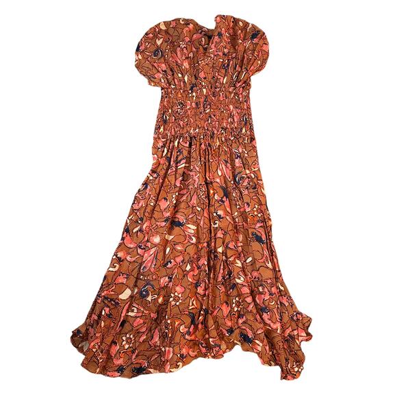 NEW ALC Brown Floral Midi Dress - Picture 3 of 9